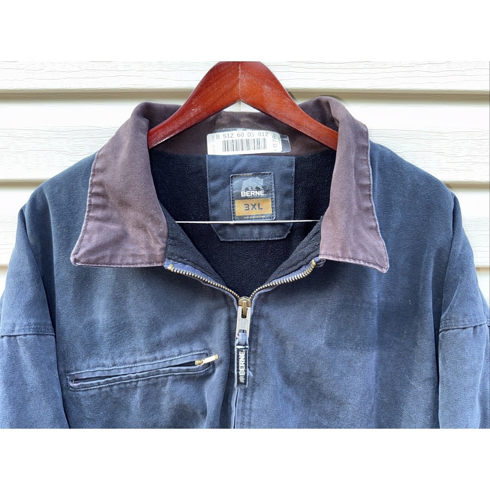 Berne Apparel Men's Highland Washed Navy Blue Canvas Gasoline Jacket 3XL